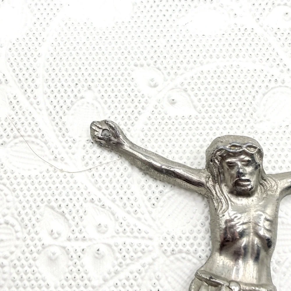 Vintage Silver Tone Pewter Jesus Corpus Christi Crucifix 2.5